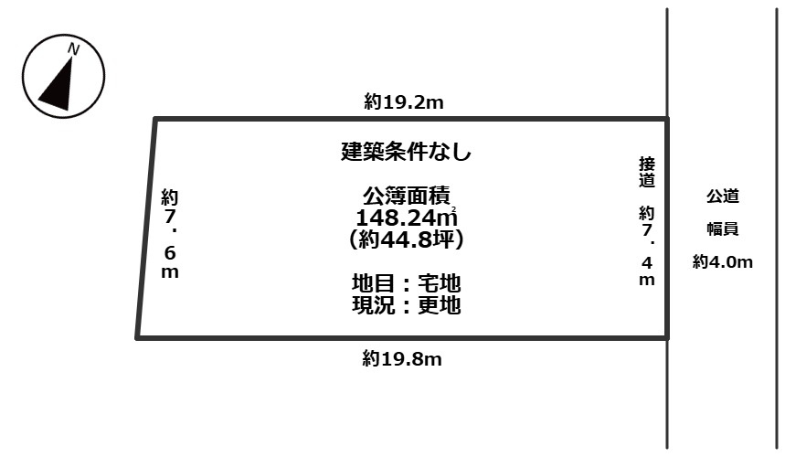 敦賀市三島町二丁目44坪土地の土地図