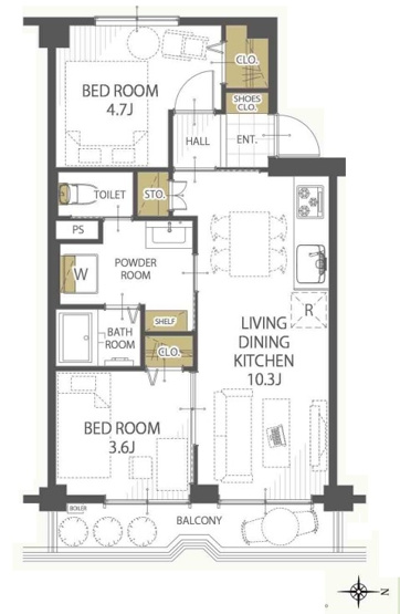 【間取り】 | 大山コーポサンキョウ | 東向きのお部屋なので、陽当たり・通風良好です！