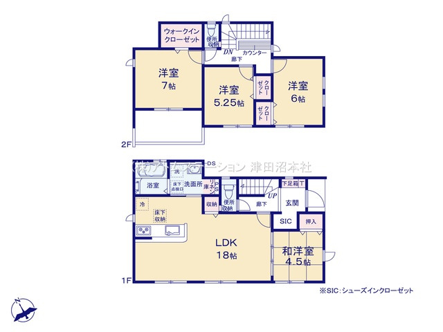 【間取り】 | アトムセレクト船橋市旭町３期１棟　１号棟