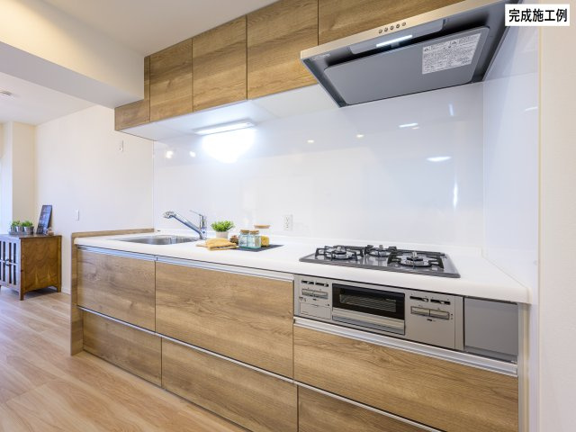 柏桜苑マンションのキッチン|※完成施工例の為、実際の仕様とは異なる場合がございます。