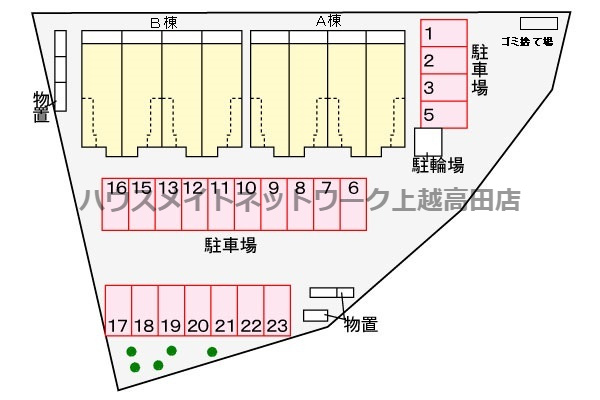 ミドルビレッジヒロ７Ａの区画図|駐車場