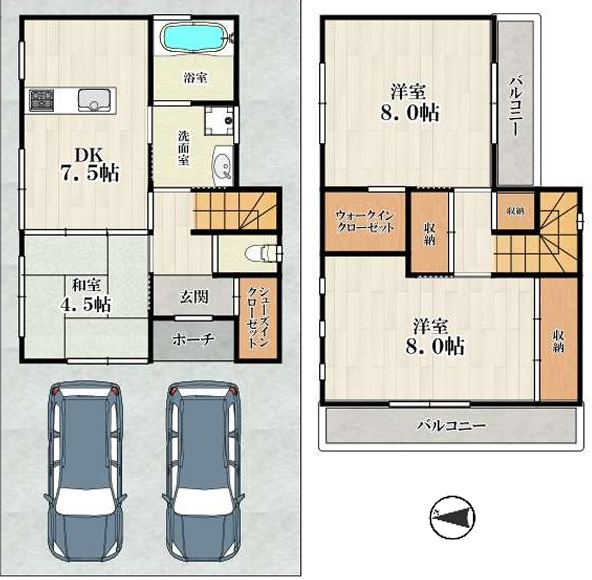 堺市中区浜寺諏訪森町中　中古一戸建ての間取り