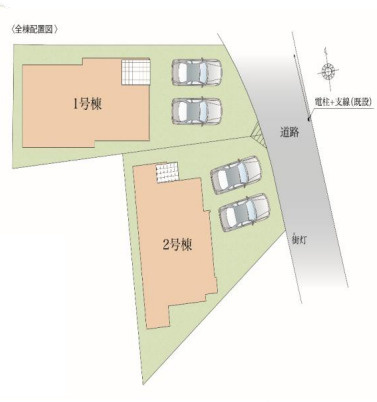 藤沢市片瀬6期　新築戸建　全2棟1号棟の区画図