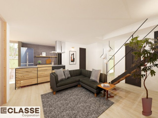 【完成予想図】 | 宇治市宇治塔川　売土地　建築条件付き | アトリエスタイルハウス仕様の窓はペアガラス、サッシはアルミ×樹脂複合のハイブリットサッシを採用。ガラスの間には断熱性の高いアルゴンガスを充填しておりますので、より断熱性能が高まる仕様になっております