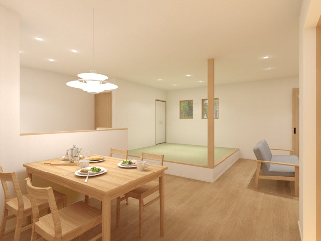 【外観パース】 | 【NEXT-STEP HOME】◆ネクスタウン松木◆那珂川市松木に分譲地登場！ | ◆リビング階段があり、しぜんと、家族がつながる間取りに◆