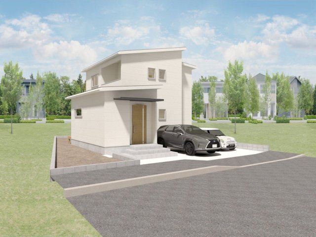 【外観パース】 | 【NEXT-STEP HOME】◆ネクスタウン松木◆那珂川市松木に分譲地登場！ | ◆建物プラン例（1号地）建物価格2480万円、建物面積103.92㎡◆