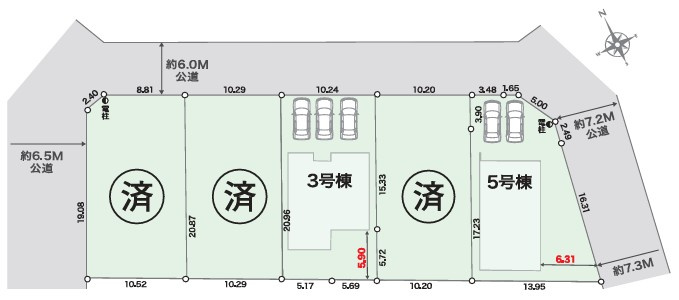 LIGNAGE 館林市高根町第1期　新築住宅3号棟の区画図
