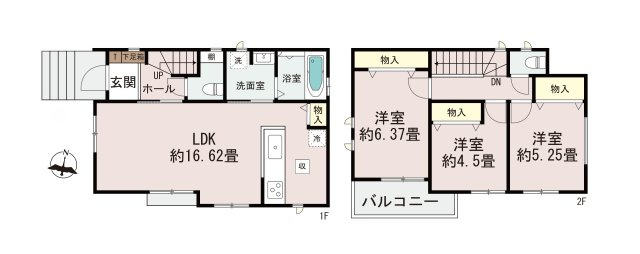 福岡市東区青葉6丁目第1-2棟（B号棟）の間取り|全居室収納付きで便利です。
