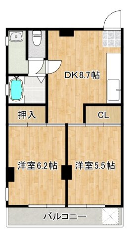 佐々木マンションの間取り|広々２DKタイプのお部屋です！！