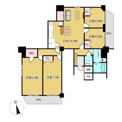 日車マンション平和が丘B棟の間取り