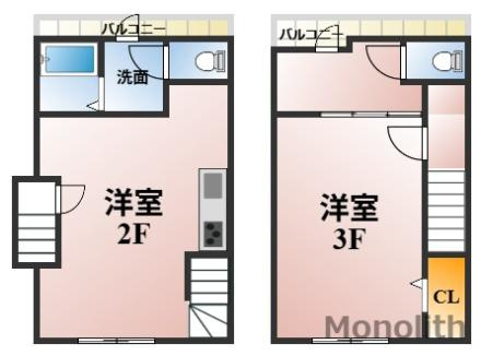 深井駅貸店舗（2・3階）の間取り