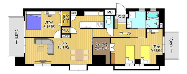 【間取り】 | エスポワール堀川 | ※家具の配置はイメージになります。