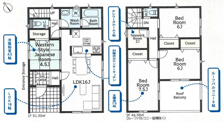 新築　桐生市相生町第17　クレイドルガーデン　5号棟の間取り|4LDK　建物約29坪　嬉しいインナーバルコニー！テレワークルーム付き！
