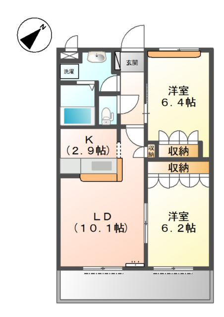 加古川市野口町野口のアパートの間取り