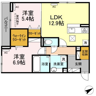 【間取り】 | D-room沖野上 | 2LDK