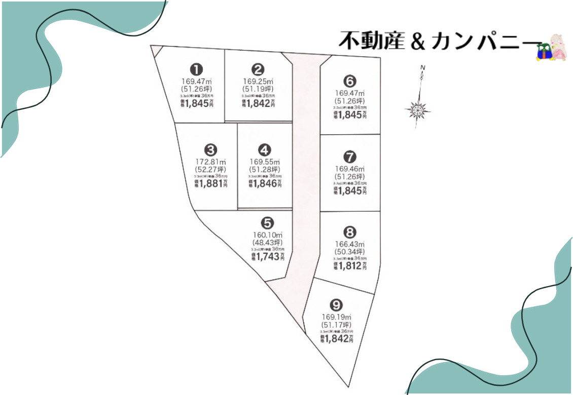 土居町分譲地の区画図