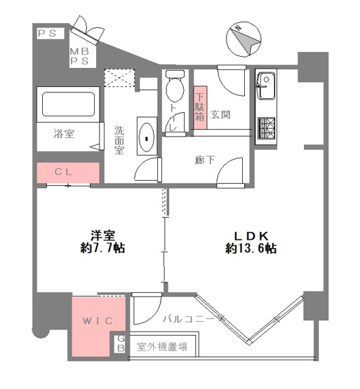 【間取り】 | 朝日プラザアルティマタワーズ | 【1LDK】室内全面リフォーム済み☆エアコン1台付き☆食洗機・浴室乾燥機完備☆安心の新調設備保証付き☆ウォークインクローゼットあり♪レースカーテン付きです☆