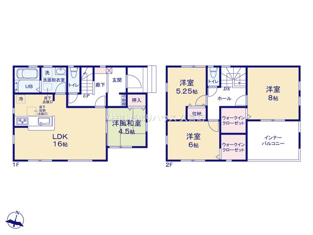 幸手市中　新築一戸建て　リーブルガーデンの間取り|動線を考慮した水回り集中設計で家事ラクを叶えられます♪