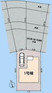 【区画図】 | 【仲介手数料無料！！】府中市小柳町4丁目　新築戸建て（全1棟）1号棟　4390万円 | 土地：100.01㎡（24.01坪）