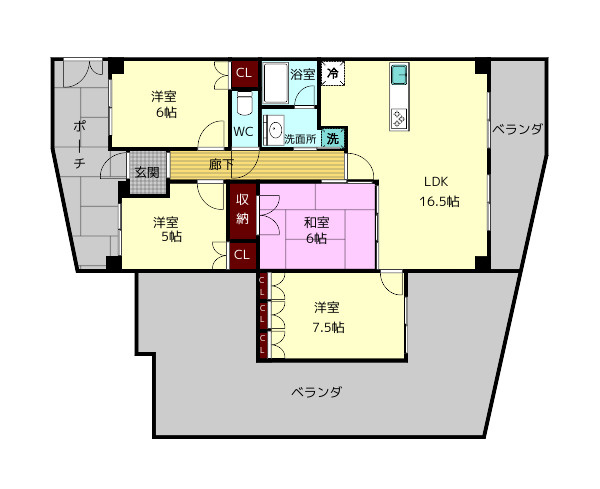 グランコート富雄の間取り