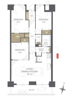 【間取り】サーパス津高 