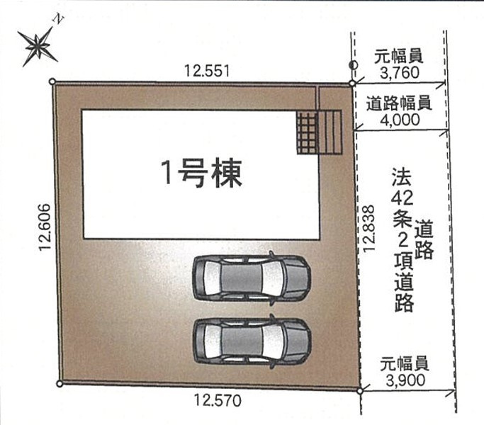 日光市木和田島第1の区画図|並列で2台駐車が可能です◎