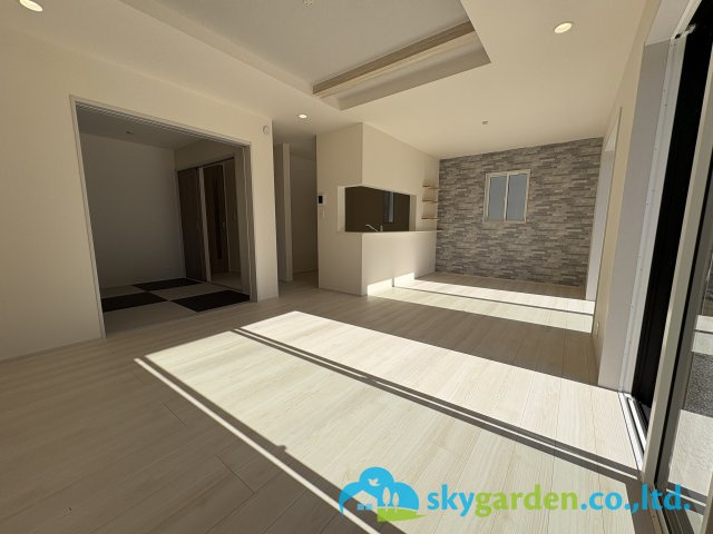 藤沢市用田　新築戸建　全2棟1号棟の居間・リビング|おしゃれなリビングです