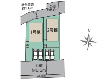 藤沢市用田　新築戸建　全2棟2号棟の区画図
