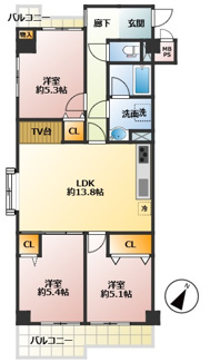 【間取り】 | ライオンズマンション調布第五