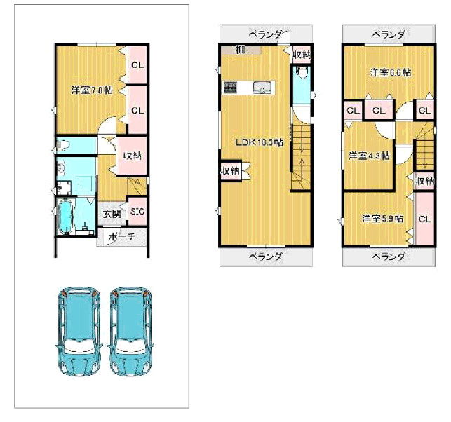 尼崎市西難波町　中古戸建の間取り