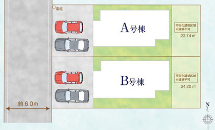 【仲介手数料無料】所沢中新井　全２棟　A号棟　所沢の新築は西武ハウジングの区画図