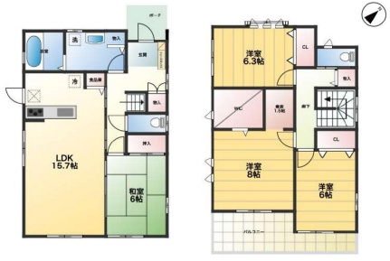 鴻巣市袋　中古一戸建ての間取り|鴻巣市袋　中古一戸建て、4SLDK、土地面積204.67m2、建物面積110.12m2