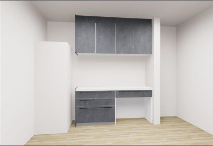 マ・メゾン　佐伯区隅の浜2丁目　№119の完成予想図|キッチンと同色の
カップボード付き