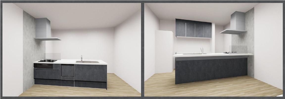 マ・メゾン　佐伯区隅の浜2丁目　№119のキッチン|おしゃれなトッコアッシュ
ブルー色を採用