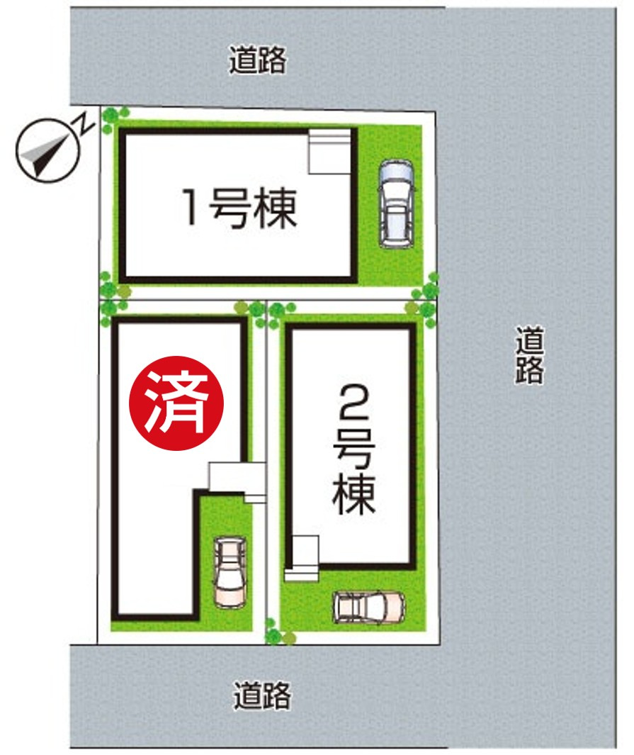 草津市上笠　第1期　新築一戸建ての区画図|全3区画