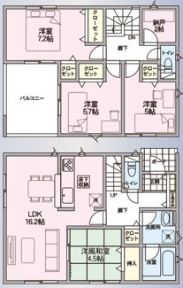 【間取り】 | 【新築戸建て】秋田市外旭川八柳第4　2号棟