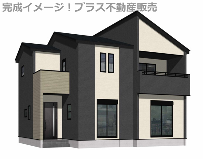 【外観】 | 糟屋郡須恵町旅石27期　1号棟（全1棟）【仲介手数料無料・0円】 | 完成イメージの外観パースです。