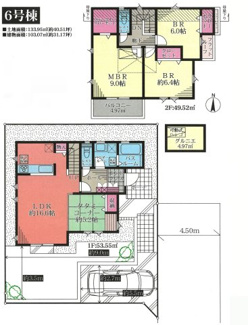 【間取り】 | 【仲介手数料無料！！】稲城市平尾2丁目　新築戸建て（全13棟）6号棟　4980万円 | 6号棟　土地：133.95㎡（40.51坪）　4LDK　建物：103.07㎡