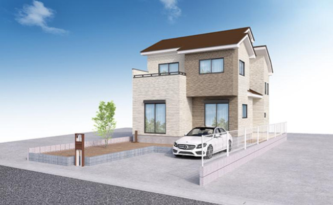 【外観パース】 | かすみがうら市稲吉３丁目25-P1　新築戸建　1号棟 | 神立駅徒歩8分で通勤・通学も安心です(*^^*)