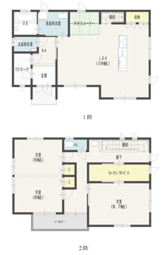【中古戸建】高崎市新町の間取り|■間取り図｜敷地面積：195.24（約59.05坪）　建物面積：116.75（約35.31坪）