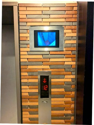 ワンルーフフラット蔵前の設備|防犯モニター付セキュリティエレベーター、ペット同乗サイン付です