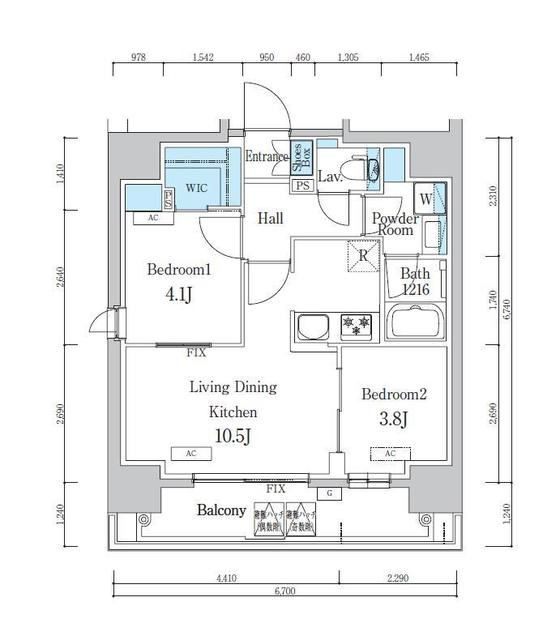 ワンルーフフラット蔵前の間取り|隣部屋と接しない角部屋でプライバシー確保されています
