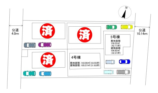三郷市　彦糸1丁目　新築戸建　　全5棟の区画図|区画図です