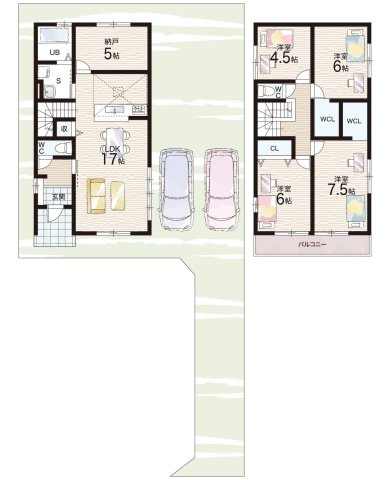 近江八幡市安土町下豊浦　第1期　新築一戸建ての間取り|2号地