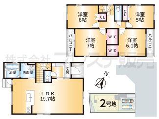 【間取り】 | ２号地間取図