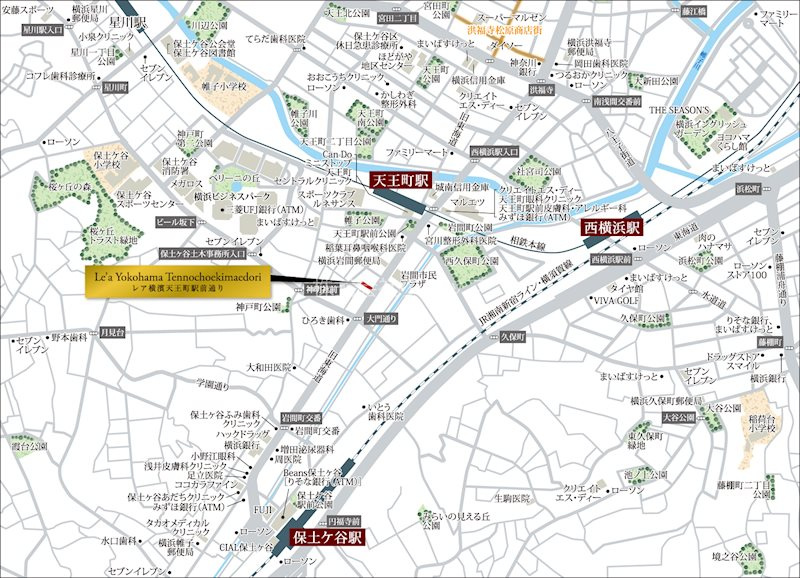 Le'a横濱天王町駅前通りの地図