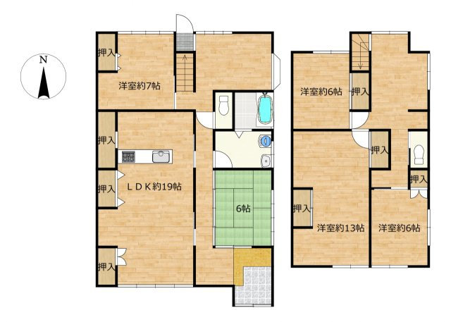 リフォーム中古戸建　大垣市昼飯町　昭和63年築の間取り