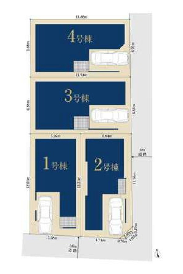 世田谷区若林2丁目　建築条件無し売地　全4区画の土地図|全体区画図

現地ご見学希望・資料請求などお気軽にお問い合わせ下さい！
03-5990-5201