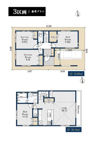 世田谷区若林2丁目　建築条件無し売地　全4区画の参考プラン|3区画参考プラン間取り図

現地ご見学希望・資料請求などお気軽にお問い合わせ下さい！
03-5990-5201