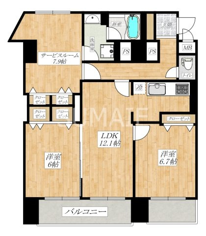 元町イグレットの間取り|駅徒歩4分の広々2SLDK☆彡